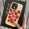 Case For iPhone 11 12 13 14 15 16 Pro Max New Ins Creative Tomato Print Lichee Pattern Cover For iPhone XS Max X XR 16 Plus 16e
