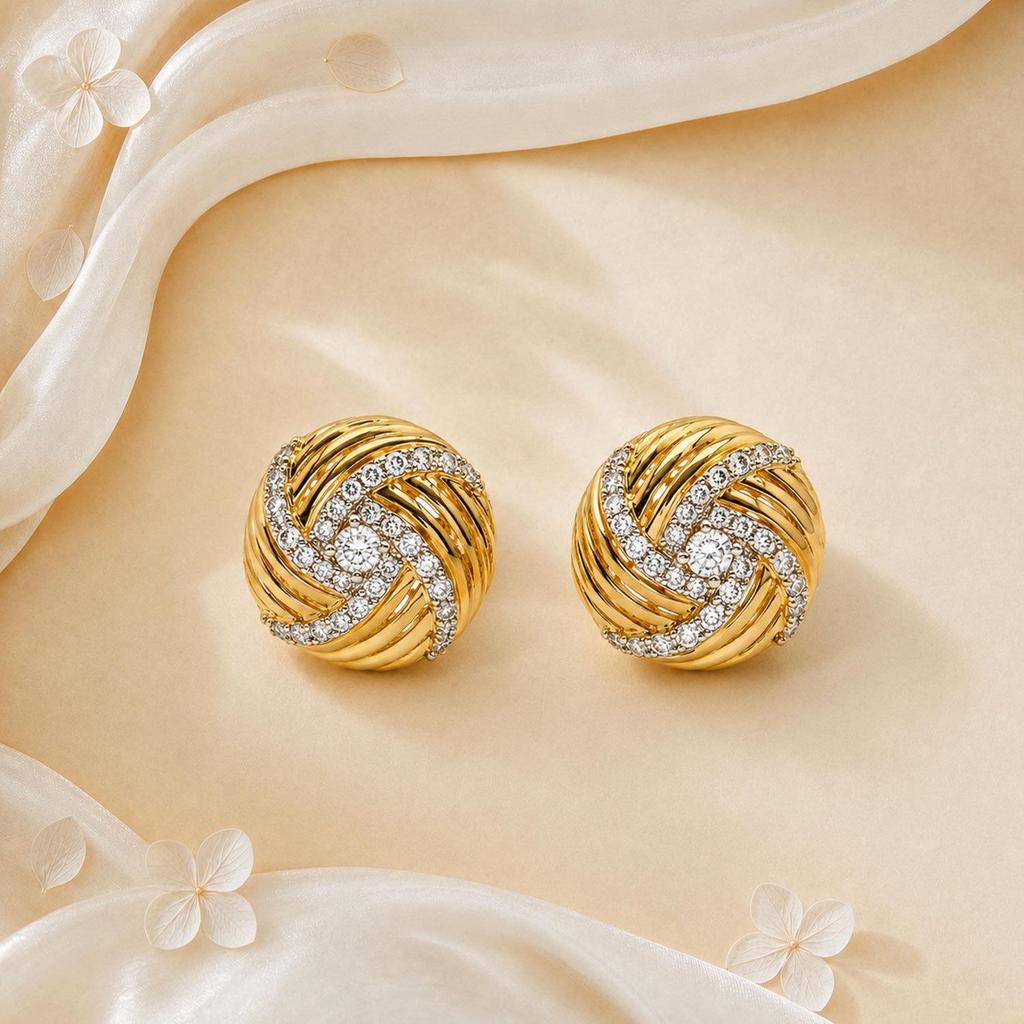 Gold-Plated Geometric Stud Earrings: High-End European & American Style, Personalized Fashion for Beach Vacations