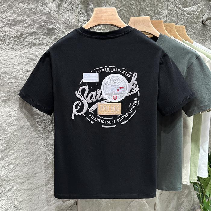 Heavy Mens T-shirt Summer Thin Versatile American Short-sleeved T-shirt Everyday Round Neck Top