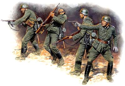 Master Box Mierka 1/35 Nemecká pechota Wehrmachtu, Východný front 1, 1941-1942, 4-dielna plastová modelárska súprava, MB35022
