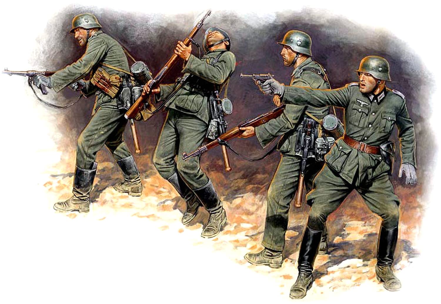 

Master Box Масштаб 1/35 Німецька піхота Вермахту, Східний фронт 1, 1941-1942, Набір пластикових моделей з 4 фігур, MB35022