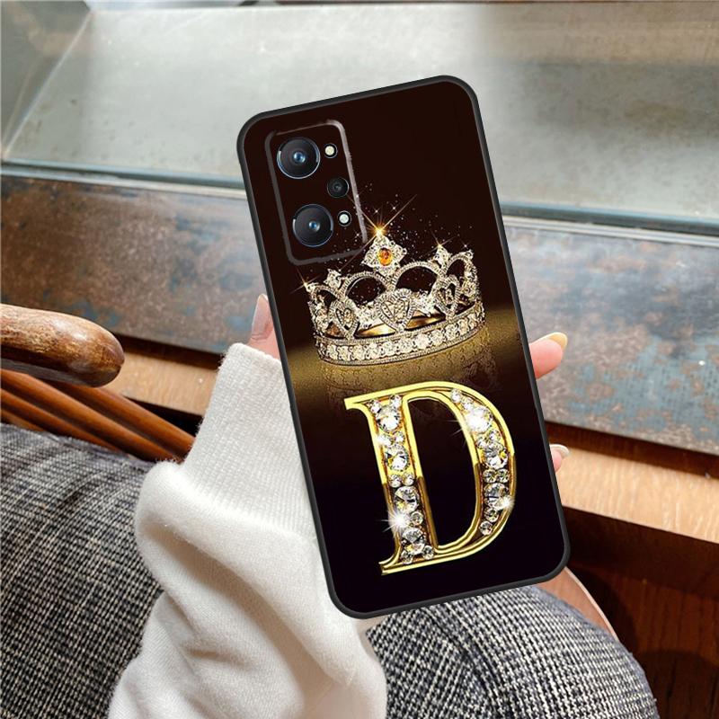 Buchstaben Monogramm Gold Marmor Hülle Für Realme 11 12 13 14 Pro Plus C53 C55 C51 C25 C63 C61 C65 C67 C71 C75 GT6 GT7 15 Pro