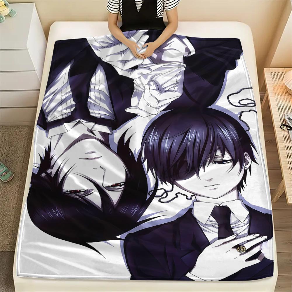 1PC Black Butler Print Flannel Blanket, High quality All Seasons, Home Decor, Warmth and Comfort, Perfect for Christmas Gifts