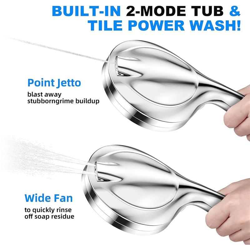 A25F-10-Mode Handheld Shower Head Set With High Pressure, 59" Stainless Steel Hose And Adjustable Brass Bracket Included