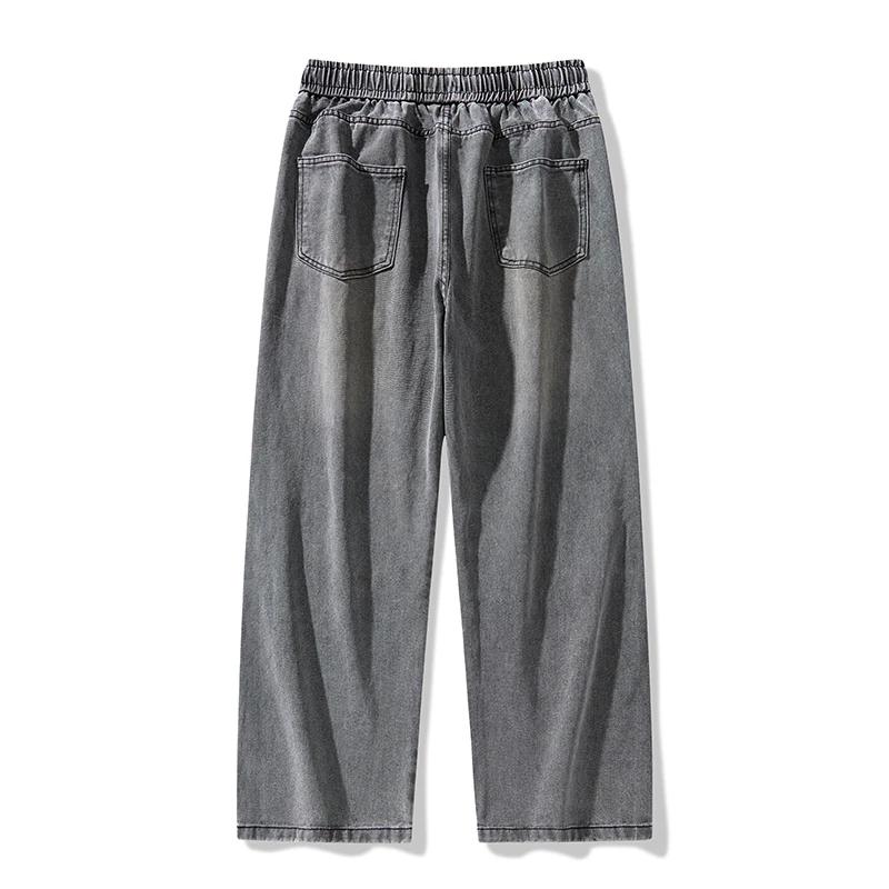 2026 Spring Autumn Men Loose Denim Pants Men Jeans Elastic Waist Casual Wide Leg Pants High Street Boys Loose Trousers