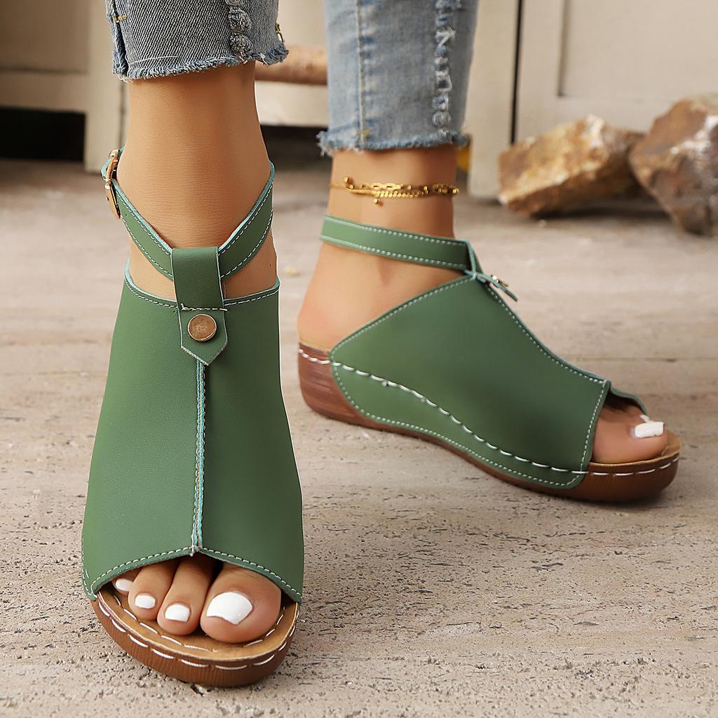 Fashion Peep Toe Mid  Heels Sandals Women Summer 2025 Fashion Ankle Strap Platform Sandals Woman Lightweight Wedge Beach Shoes Sandals