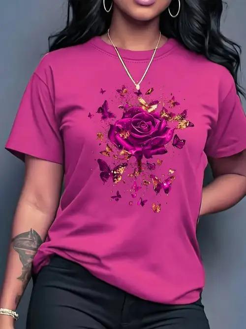 

European Style Women Clothing Casual Versatile Short Sleeve Round Neck T-Shirt WA30 XL