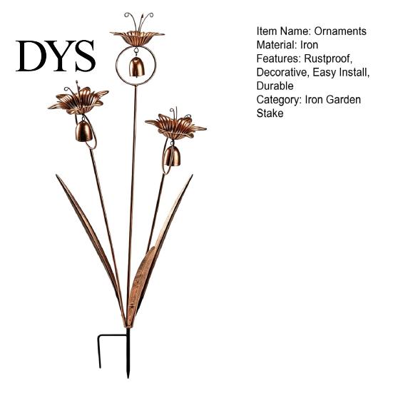Decorative Metal Stakes Bronze Calla Lily Wind Chime with Bells, Rustproof Ground Stake Yard Art, Garden Bed Accessories Easy Install Outdoor