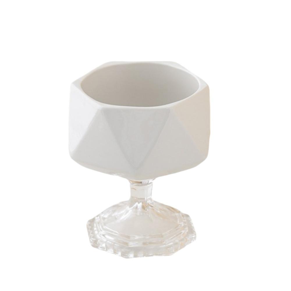 Ceramic French Vintage Dessert Bowl Geometric Fruit Bowl Ice Cream Cup  Living Room 334 ML белый