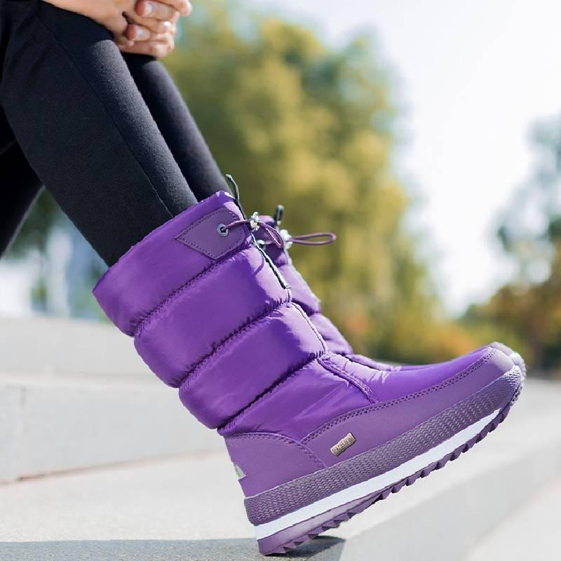 Gemütliche Warme Winter Schneestiefel Für Damen Rutschfeste Mittelhohe Plüschstiefel
