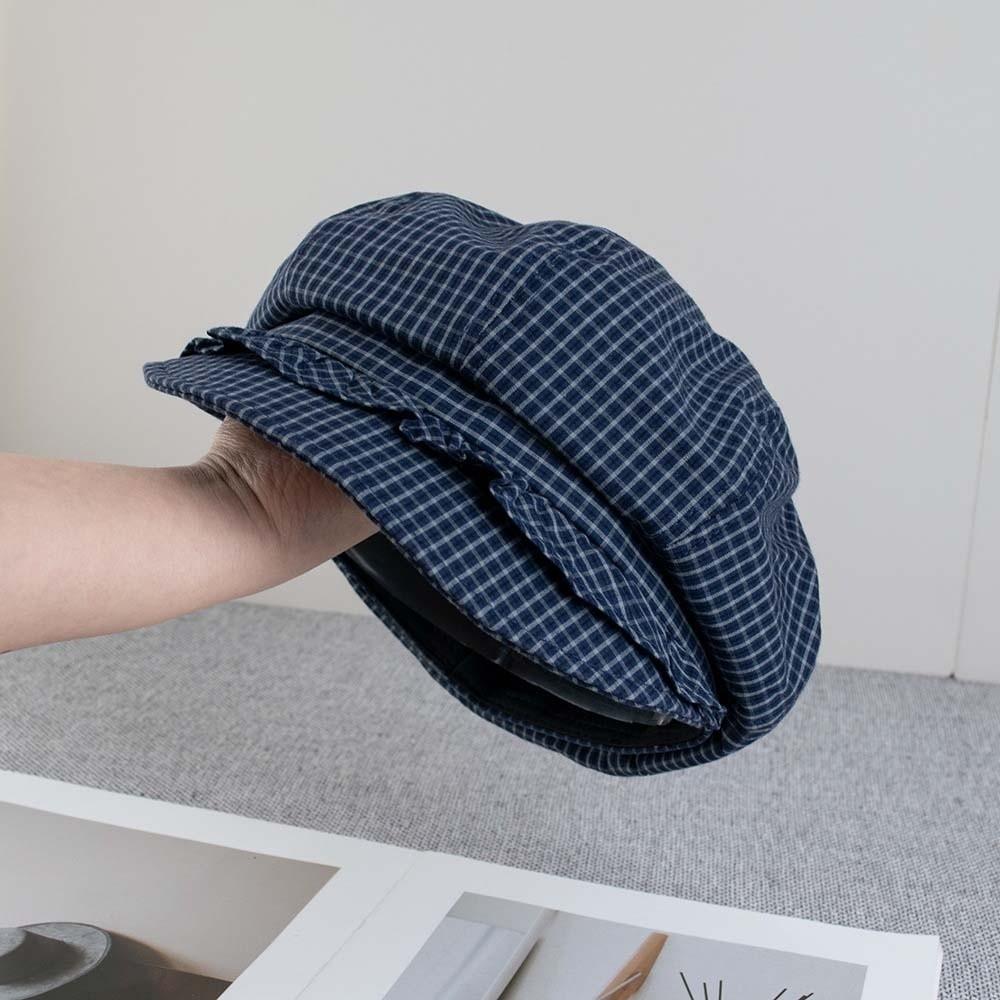 Big Head Circumference Ruffle Octagonal Hat Korean Style Women Artist Hat Spring Painter Cap  Girls