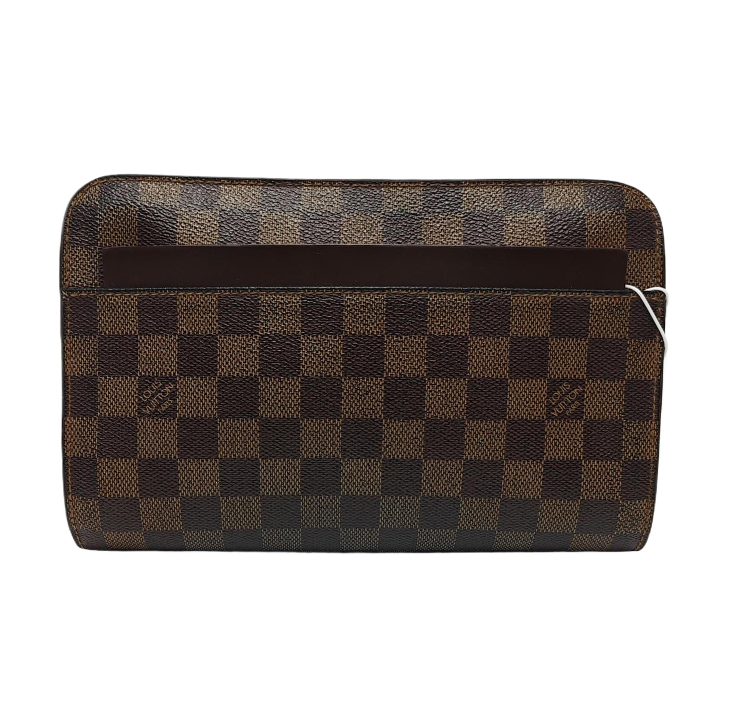 [Pre-Owned] Logo Patch Checkered Canvas Clutch - Good #7HMFVB ONE SIZE