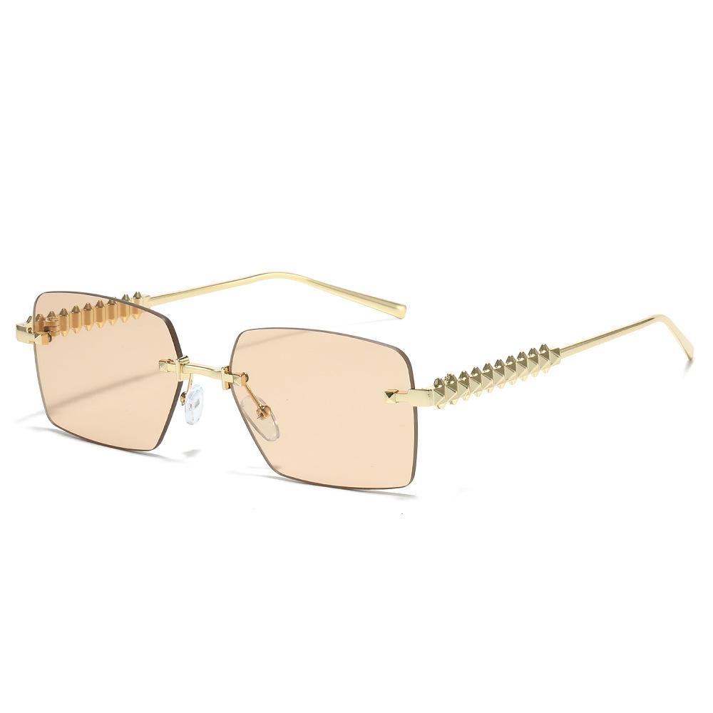 2025 Designer Sun Glasses Unisex Casual Travel Shopping Metal Rimless Tapered Rivets Rimless Sunglasses Women Uv400