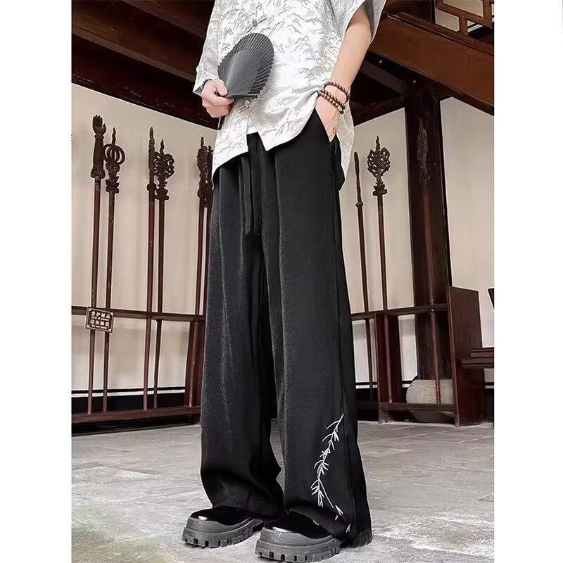 Брюки мужские весенне-летние с ниспадающим эффектом, прямые, повседневные, костюмные брюки, летние M чёрный