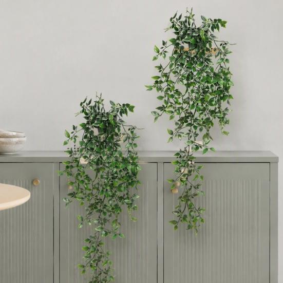 Realistic Artificial Plants for Bedroom Hanging Indoor Home Decor, Plastic Potted Office Living Room Kitchen Bathroom Wall Decoration, No Maintenance