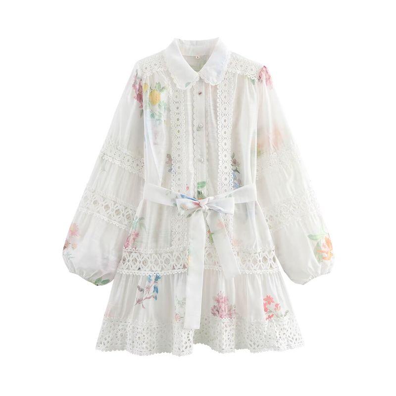 

Kaslead New Arrival Women s Clothing Fashion Style Fashion Minimalist Lace Stitching Printing Dress Image color L