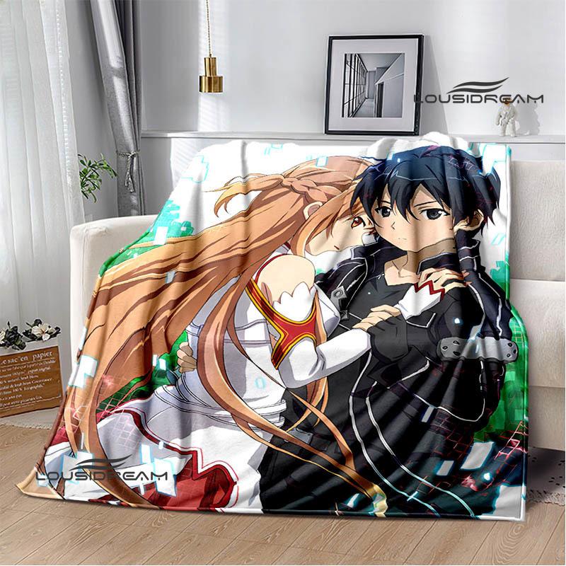 Cartoon Sword Art Online Printed Blankets Picnic Blanket Warm Flannel Blankets Home Bed Linings Blankets for Beds Birthday Gift