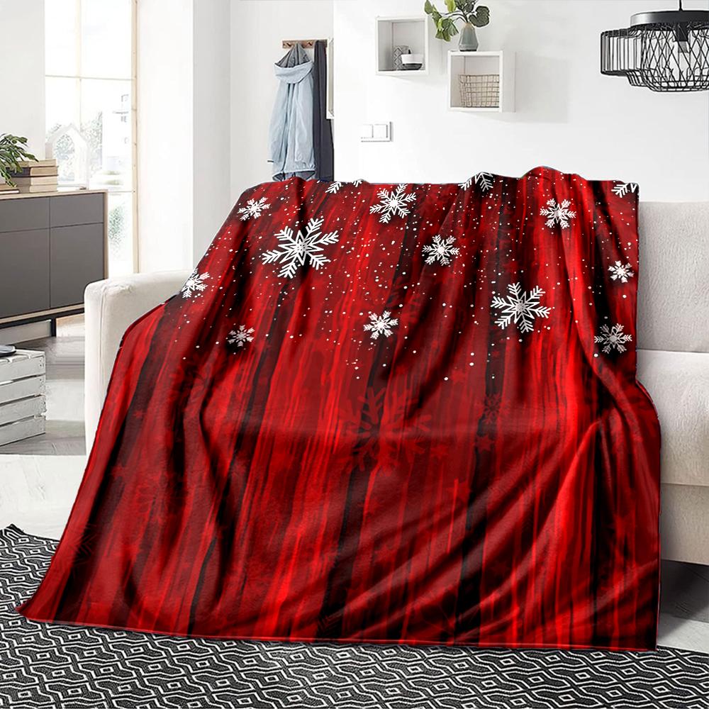 1Pc Winter Snowflakes Blanket Soft Throw Blanket For Home Bedroom Bed Sofa Travel Office Solid Christmas Blanket