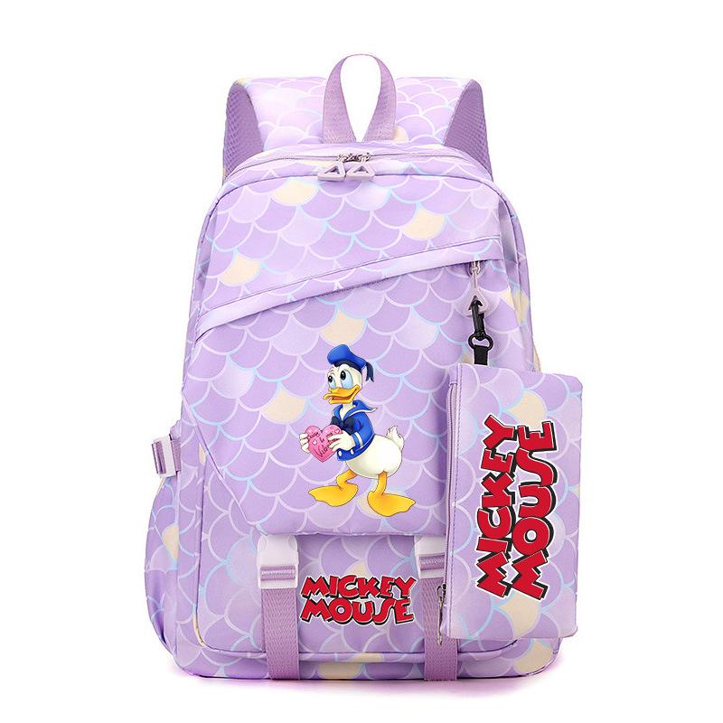 3 Piece School Backpack Set for Students Large Capacity Oxford Cloth Schoolbag with Shoulder Strap and Pencil Case