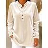 Autumn Winter New Women's Gold Velvet Top Casual Loose V-Neck Button Long Sleeve T-Shirt Velour Tee