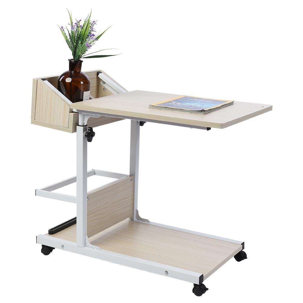 Portable Multifunctional Removable Laptop Desk with Wheels Drawer Bed Sofa Books Snack