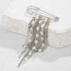 Sweet Cool Metal Chain Tassel Brooches for Women Men Fashion Silver Color Imitation Pearl Beaded Multi-Layer Brooch Jewelry