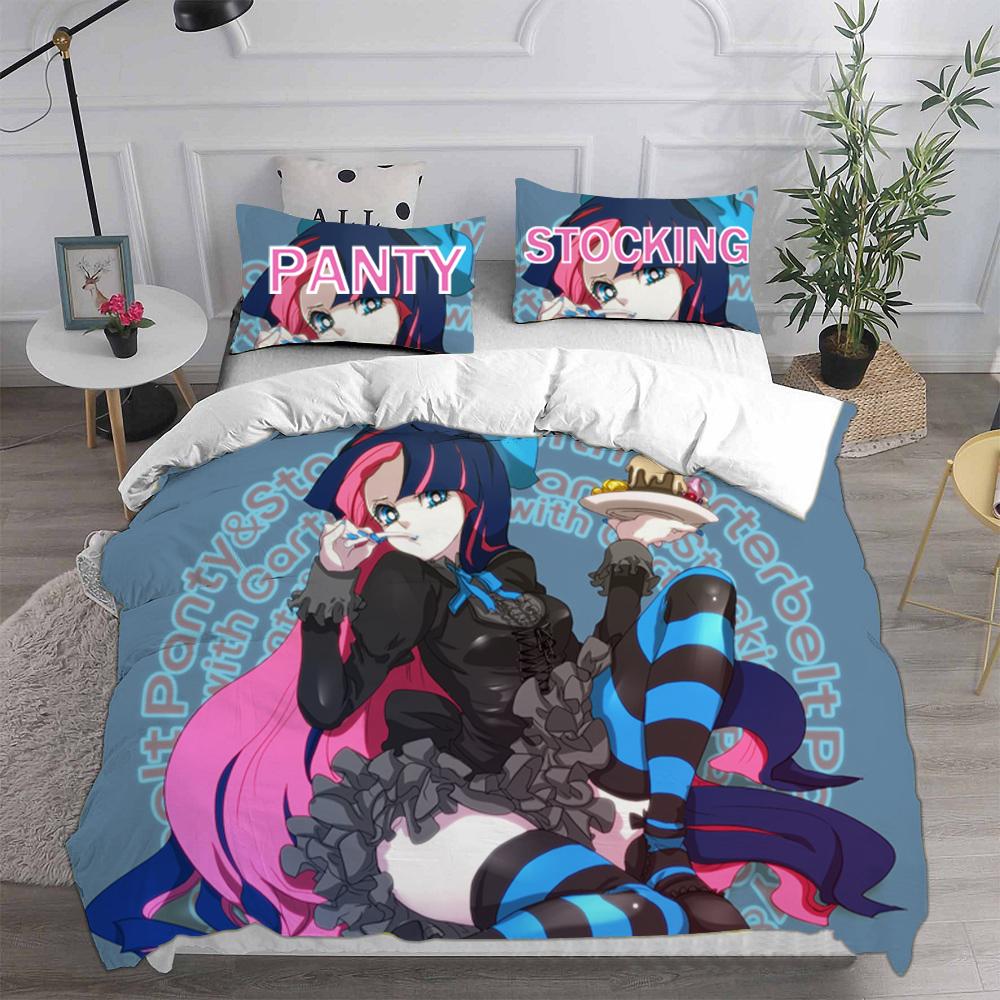 Аниме Постельный набор Panty & Stocking with Garterbelt - Одеяло Пододеяльник и Наволочка - Набор из 2-3 предметов для детей и взрослых