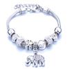 Pulseira em Forma de Coração Liga Design de Elefante Furo Grande Contas de Vidro Transparentes Joia Presente para Mulheres