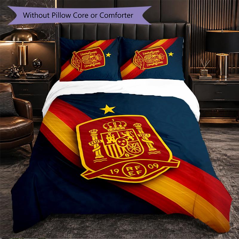 Set Biancheria da Letto a 3 Pezzi Squadra Nazionale di Calcio Spagnola Morbido Set Copripiumino con Federe Set Decorazione Camera da Letto per Casa
