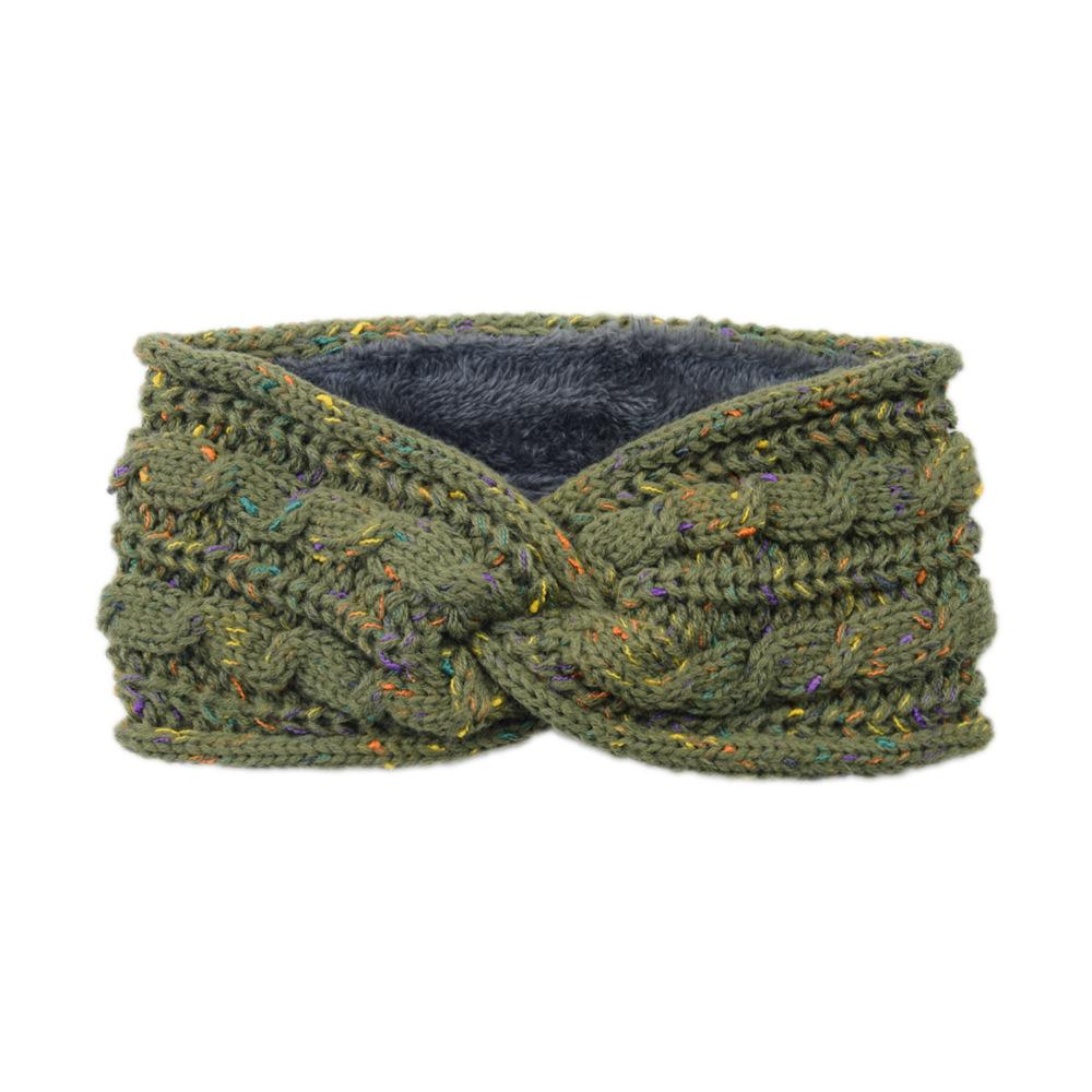 Winter Cross Knit Headband Thick Crochet Turban Knitted Ear Warmer with Plush Lining Ear Muffs Cold Weather Stocking Stuffers