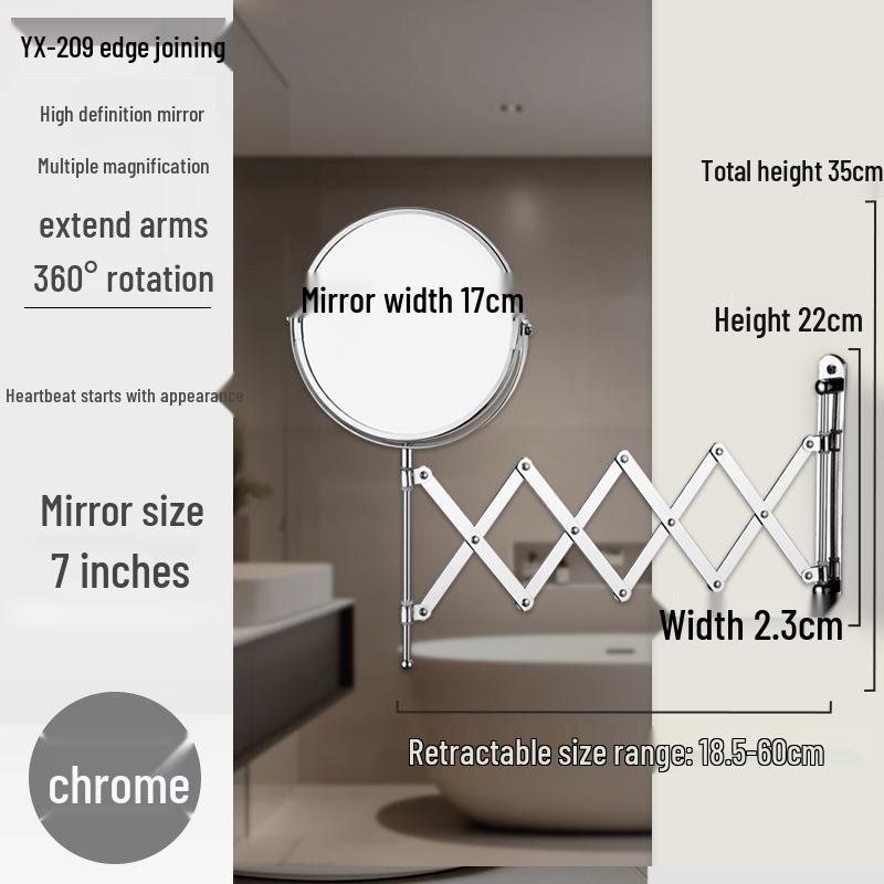 Double-Sided Retractable Wall-Mounted Vanity Mirror for Makeup and Dressing