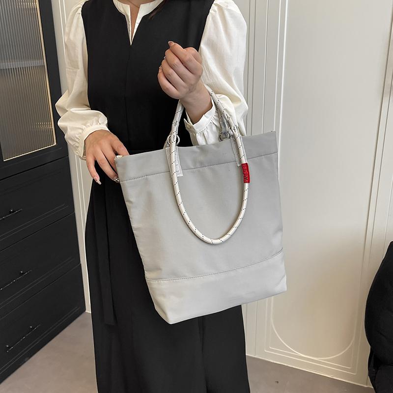Fashion Solid Color Nylon Versatile Tote Bags Work Purse Stylish Simple Top-Handle Bags Large Elegant Casual Youth Shoulder Bag