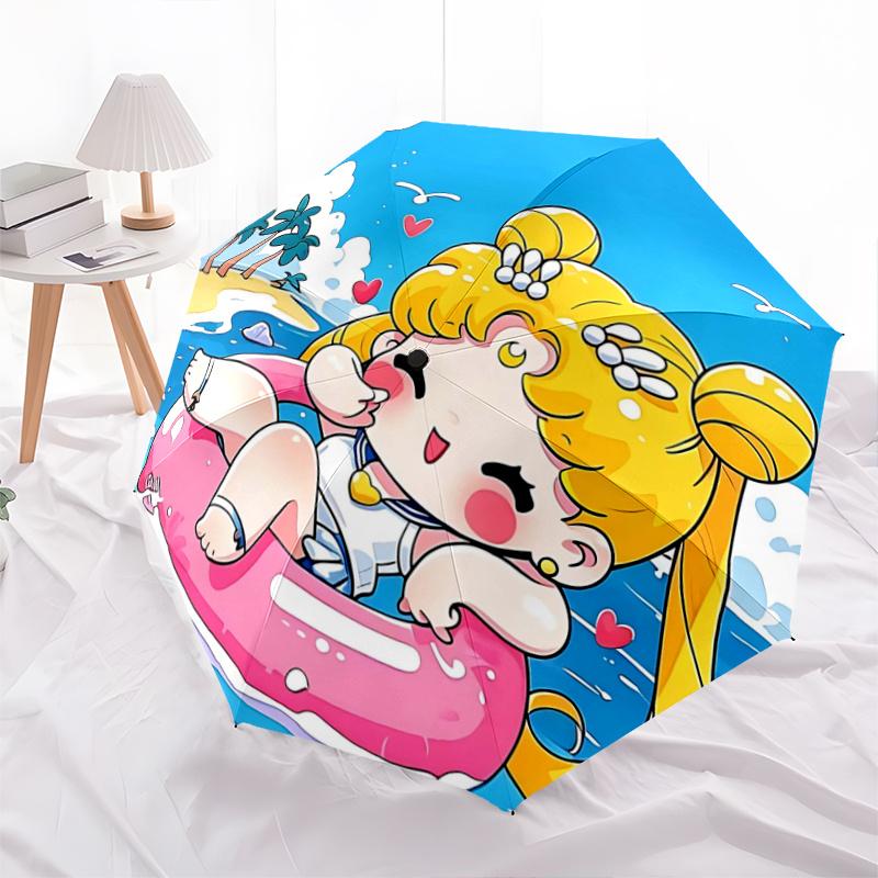 

1pc Lively Sailor Moon Automatic Opening and Closing Umbrella - Lightweight 3-Fold Design, Suitable for Fans, Travel, Daily Use, Interesting