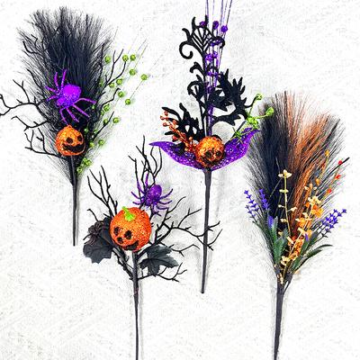 1PC Dom Halloween Dekoracja Dynia Sztuczny Kwiat Ozdoba Pojedyncza Gałązka Gałązki Dom