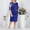 Floral Lace Mother of the Bride Dress Plus Size Midi Party Dress with Sheer Half Sleeves