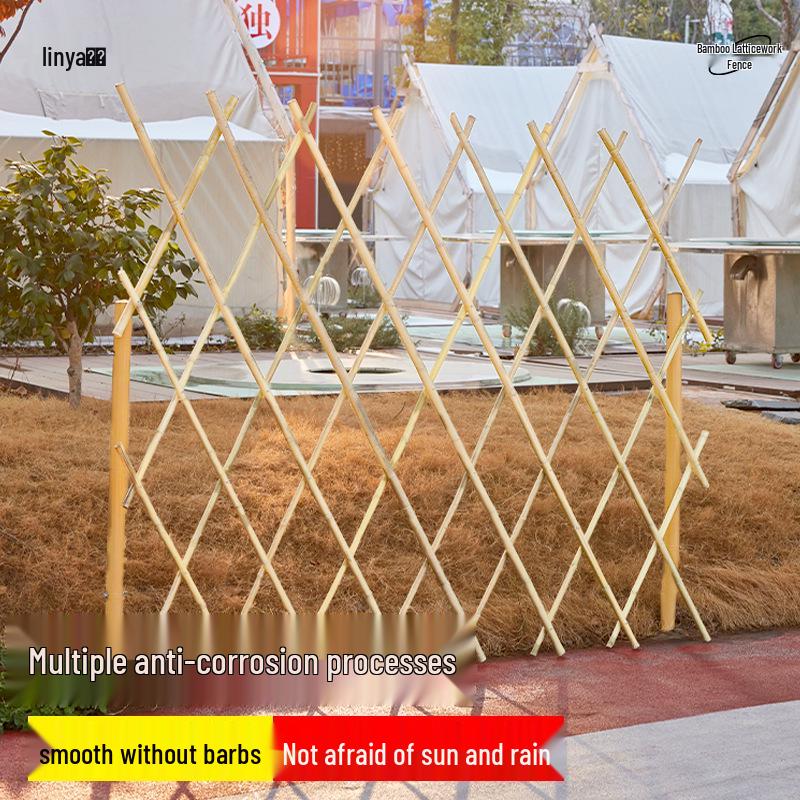 Expandable Bamboo Fence Panel for Outdoor Patio and Garden – Anti-Corrosion Support Pole for Landscaping and Partitioning.