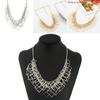 Square Multi Layer Modern Geometric Necklace With Metal Chain For Art Deco Look