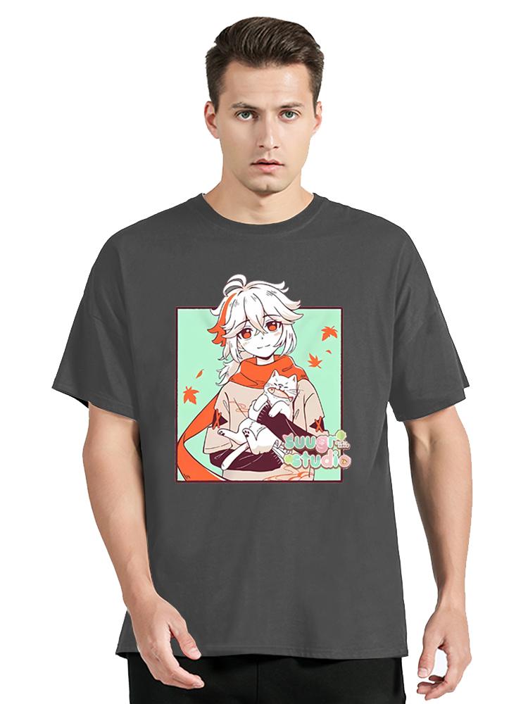 Genshin Impact Kaedehara Kazuha Graphics T Shirt Men Women Harajuku Fashion T-shirt Oversized Tshirt Cotton Unisex Tees Clothing