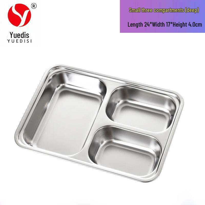 

Yuedisi School Canteen Stainless Steel Divided Meal Trays (50-Pack) Small Plastic Lid