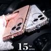 Colorful Diamond Border with Acrylic Material Lens Film Phone Case for iPhone 15 14 Plus 13 12 11 Pro Max XSMax 8 7 Plus Protective Cover