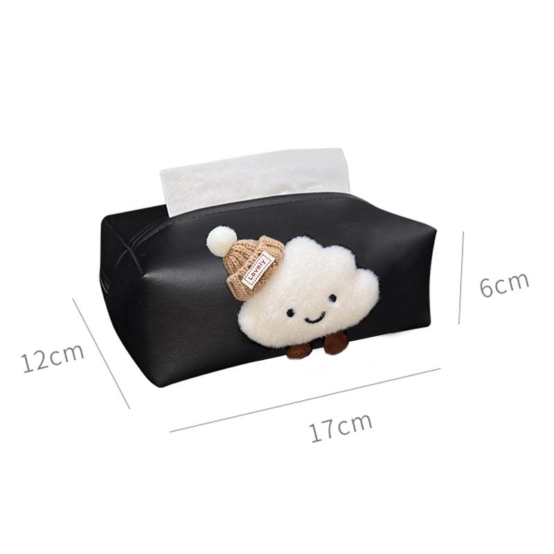High Quality Leather Car Tissue Box For Armrest Paper Holder Cute Cartoon Bow Cloud Auto Hanging Back Seat Headrest Storage Bag