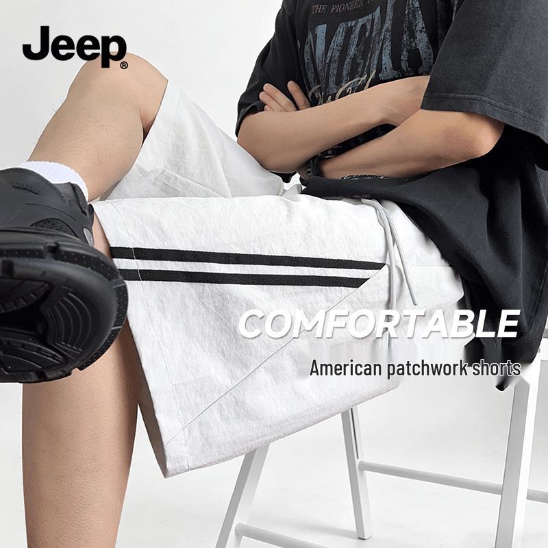 

JEEP Men s Summer American Retro Color-block Athletic Shorts L