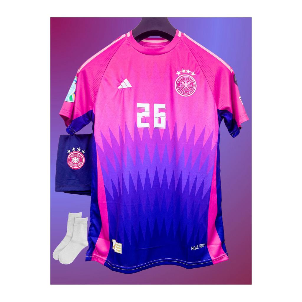 Germany Euro 2024 Sea Undav Pink Children's Football Jersey (jersey-short-chorap-biletrek) 4-set Set