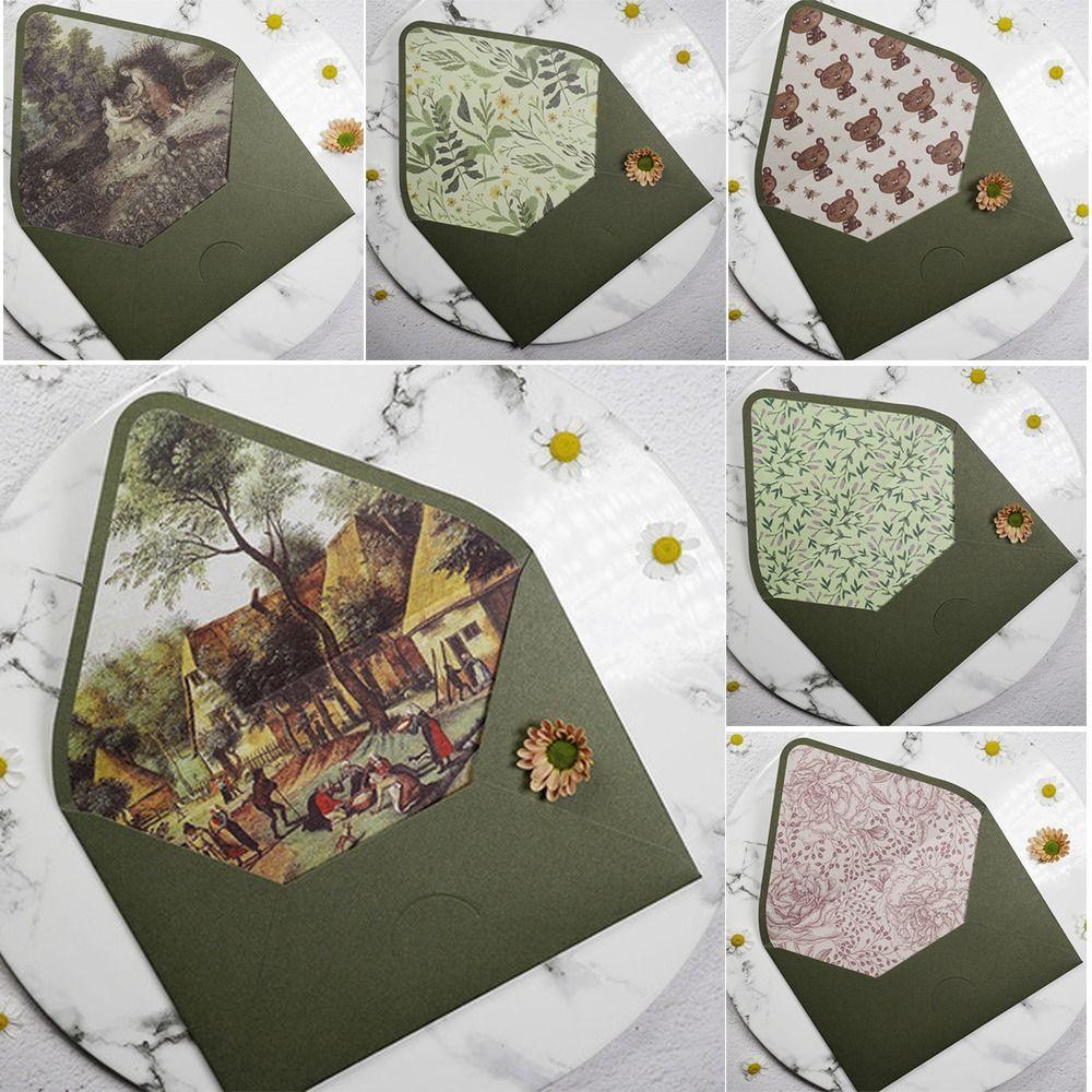 

Lining Vintage Avocado Green Series Invitation Envelopes Wedding Invitations Card Envelopes