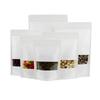 White Window Kraft Paper Bag - Resealable Stand-up Bag for Snacks and Tea