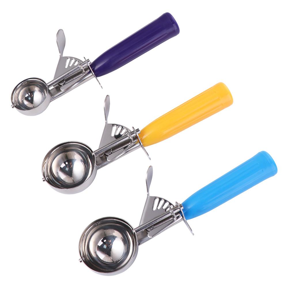Plastic Handle Ice Cream Ball Scoop Stainless Steel Fruit Scoop Household Ice Cream Digger  Summer