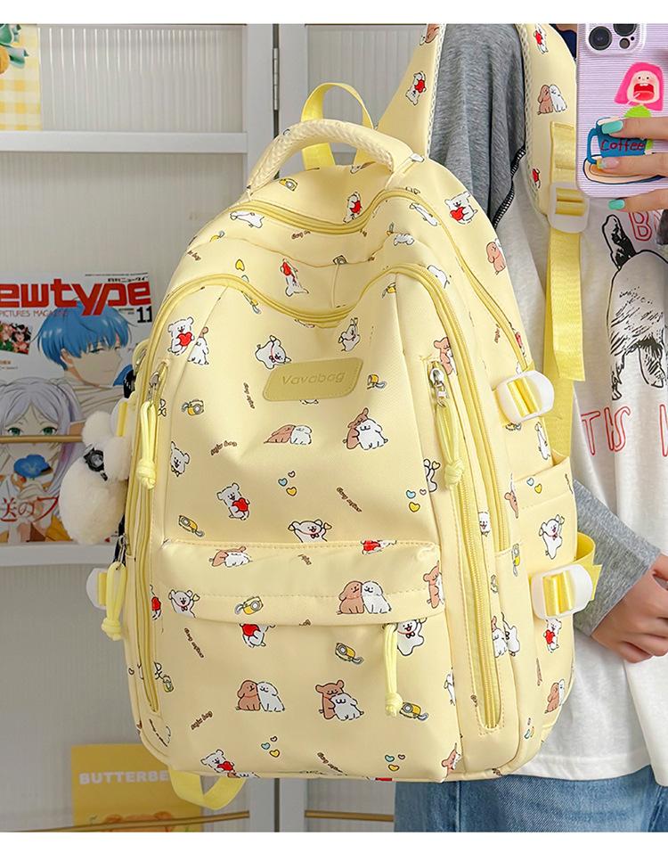 Schoolbag Fresh and Sweet Cartoon Print Backpack Female Anti-splash Nylon Computer Backpack Ins Niche Backpack Female