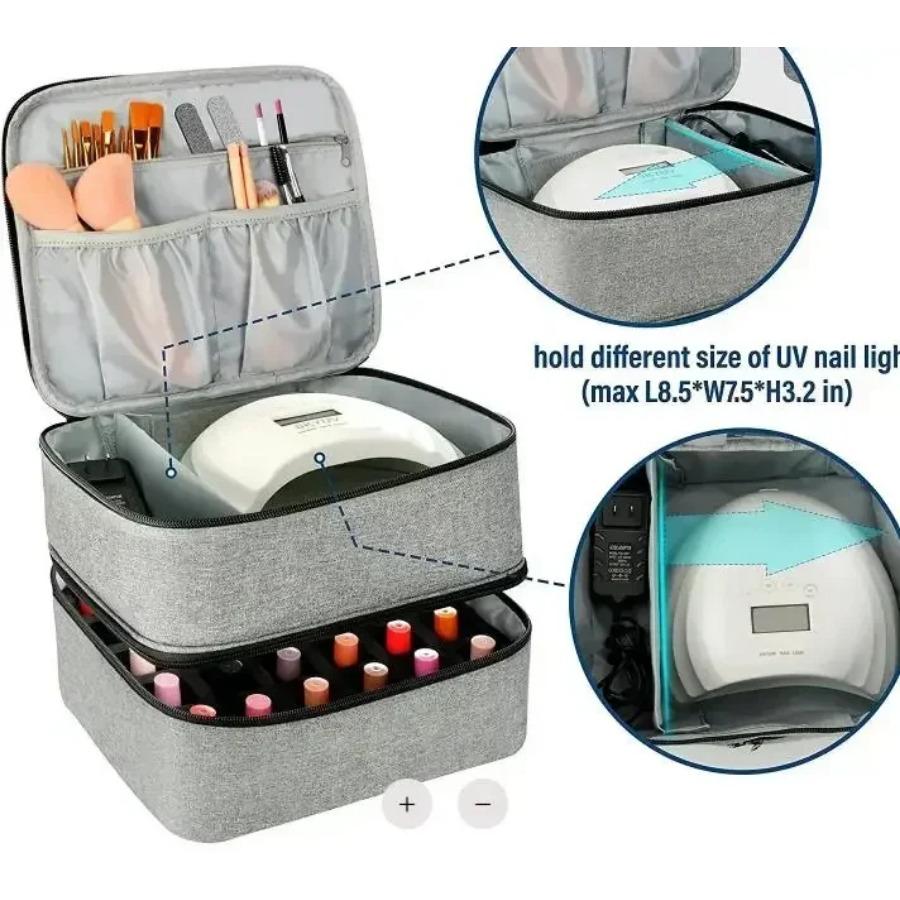 Nail Polish Storage Bag Essential Oil Bag Portable Cosmetic Nail Care Kit Nail Care Tool Storage Box Double Layer 30 Compartment
