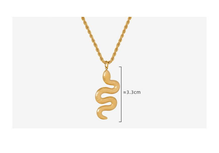 18K Gold Empress Dowager Snake Pendant Necklace, Titanium Steel Twisted Chain, Hip Hop Collarbone Jewelry.
