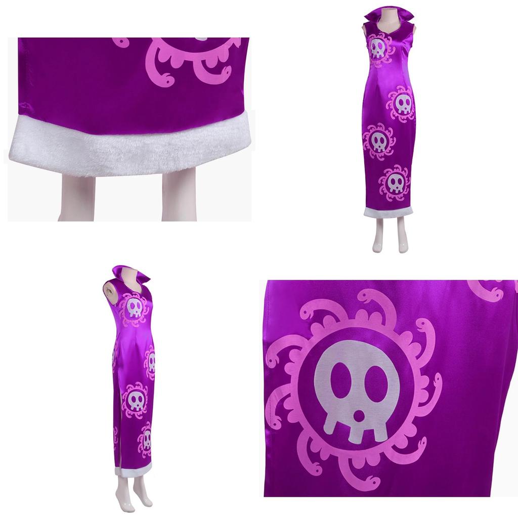 Einteiliges Boa Hancock Cosplay-Kostüm aus Satin für die Halloween-Party